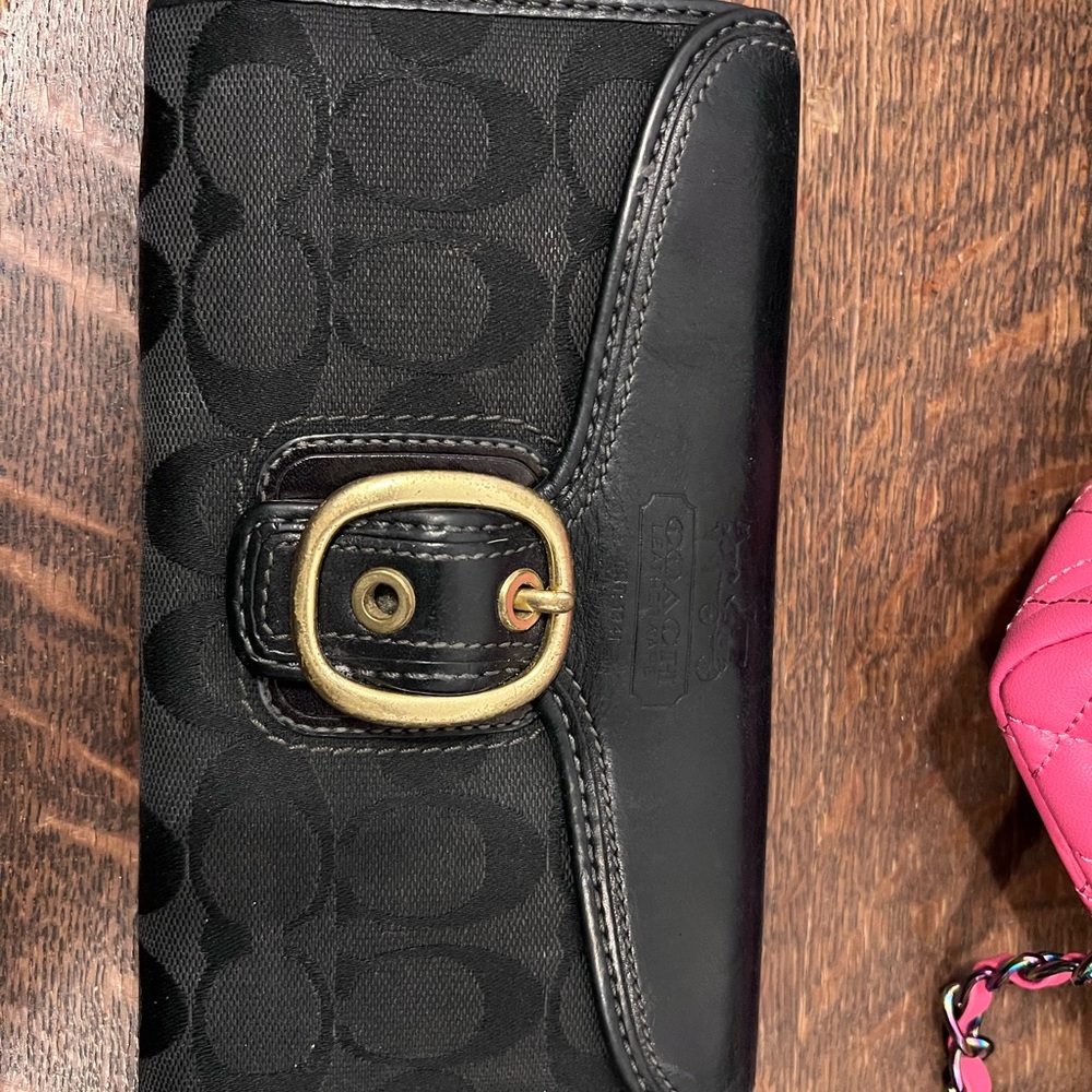 Coach Black Wallet with Gold Buckle
